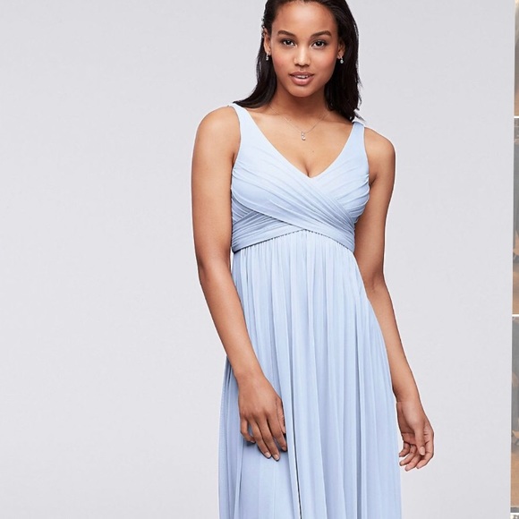 David's Bridal Dresses & Skirts - David's Bridal Long Mesh Cowl Back In Ice Blue